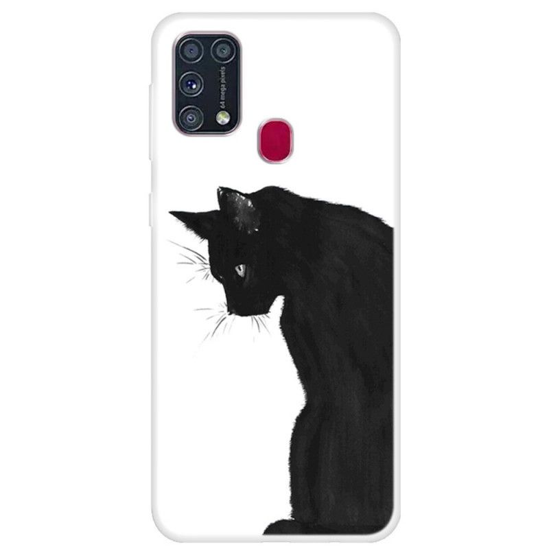 Hoesje voor Samsung Galaxy M31 Peinzende Zwarte Kat