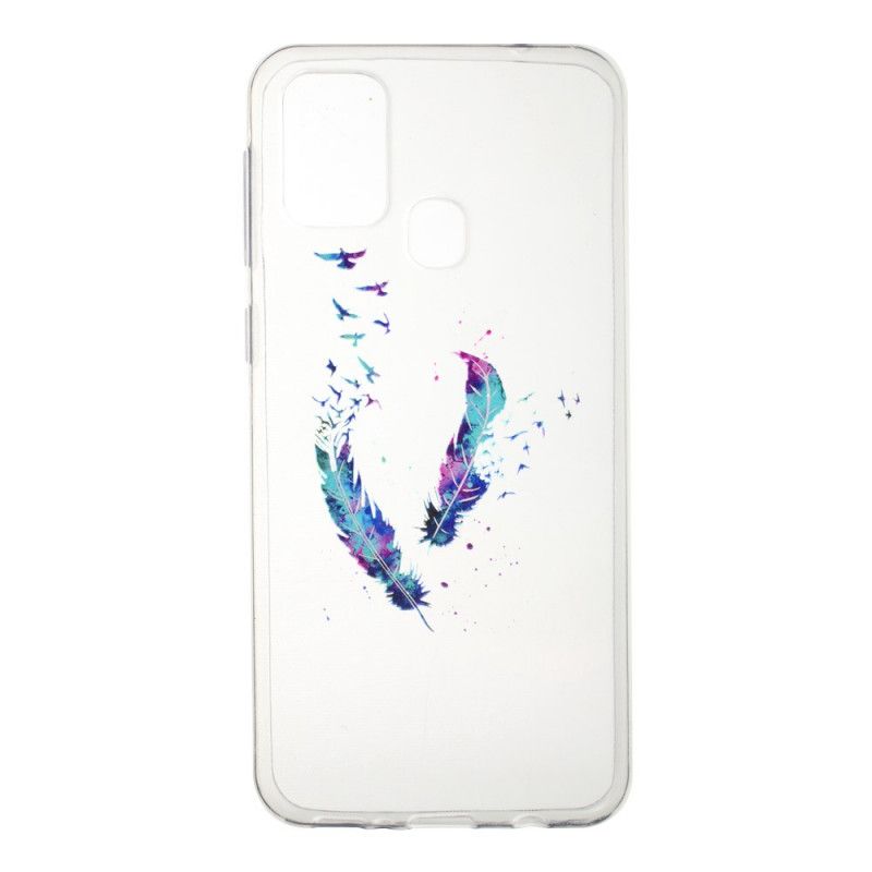 Hoesje voor Samsung Galaxy M31 Transparante Veren