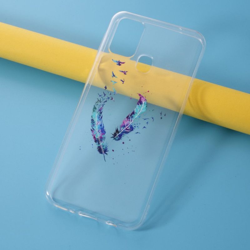 Hoesje voor Samsung Galaxy M31 Transparante Veren