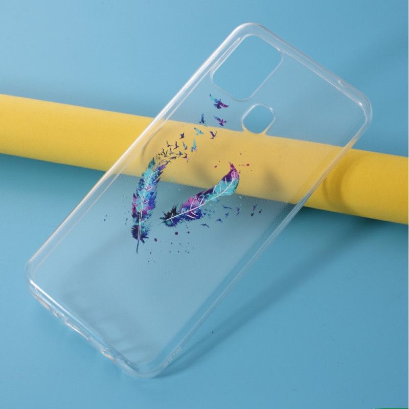 Hoesje voor Samsung Galaxy M31 Transparante Veren