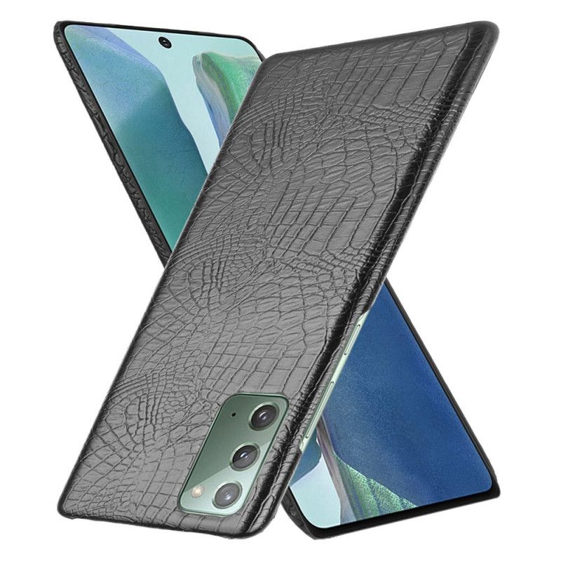 Hoesje voor Samsung Galaxy M31 Wit Zwart Krokodillenhuideffect