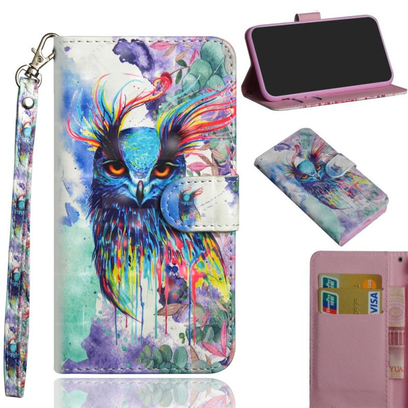 Leren Hoesje Samsung Galaxy M31 Aquarel Vogel