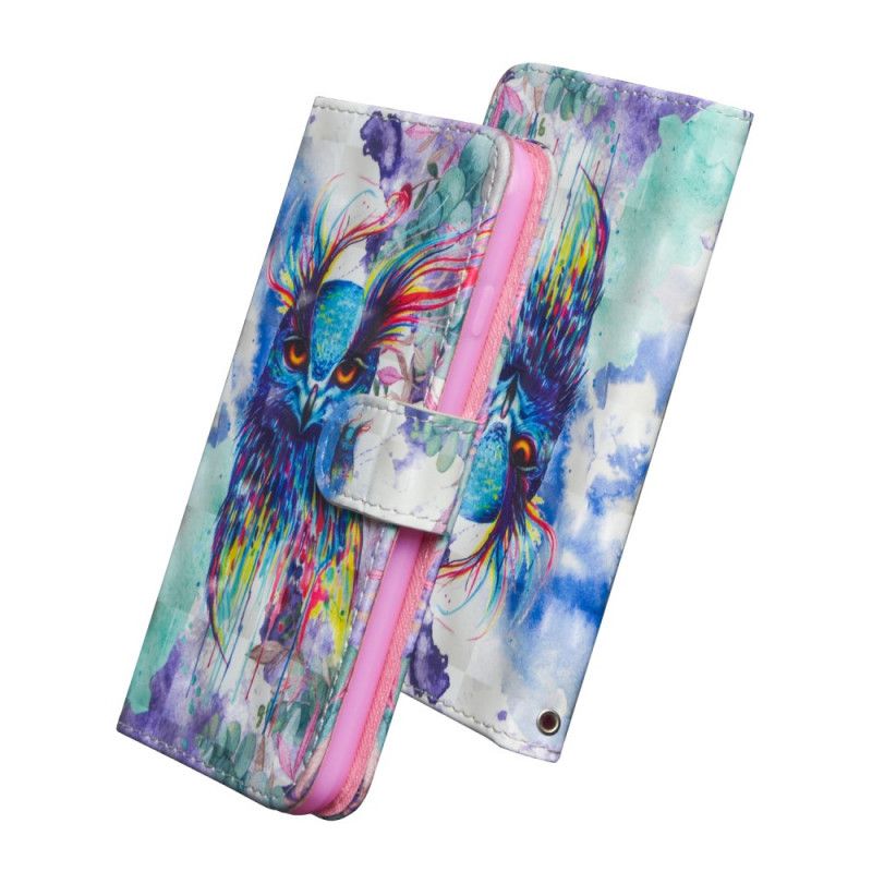 Leren Hoesje Samsung Galaxy M31 Aquarel Vogel