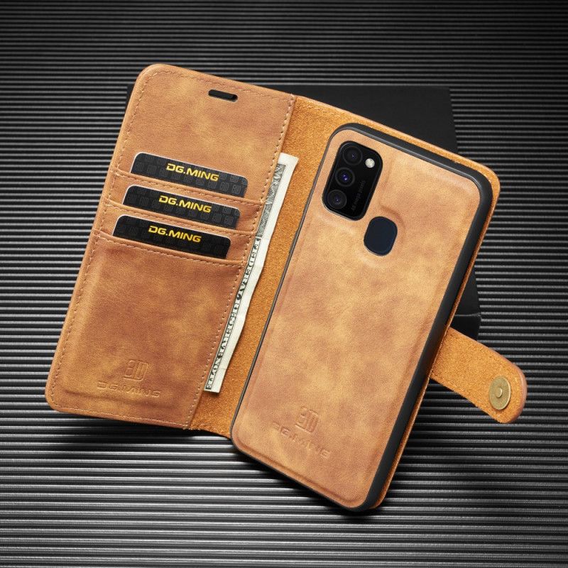 Leren Hoesje Samsung Galaxy M31 Grijs Zwart Telefoonhoesje Dg. Afneembare Case