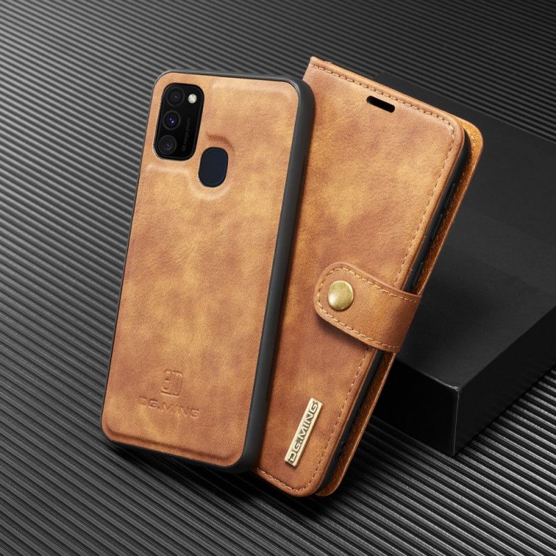 Leren Hoesje Samsung Galaxy M31 Grijs Zwart Telefoonhoesje Dg. Afneembare Case