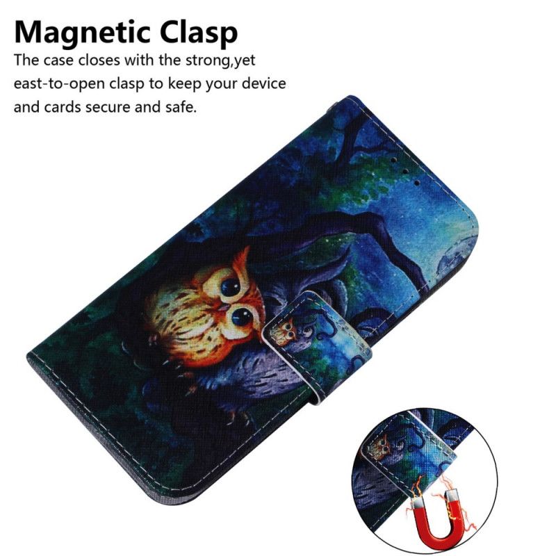 Leren Hoesje Samsung Galaxy M31 Uil Schilderij