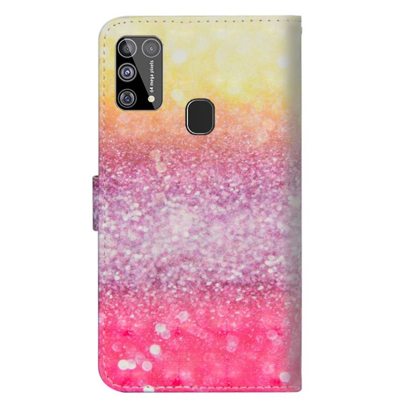 Leren Hoesje Samsung Galaxy M31 Verloop Magenta Glitter