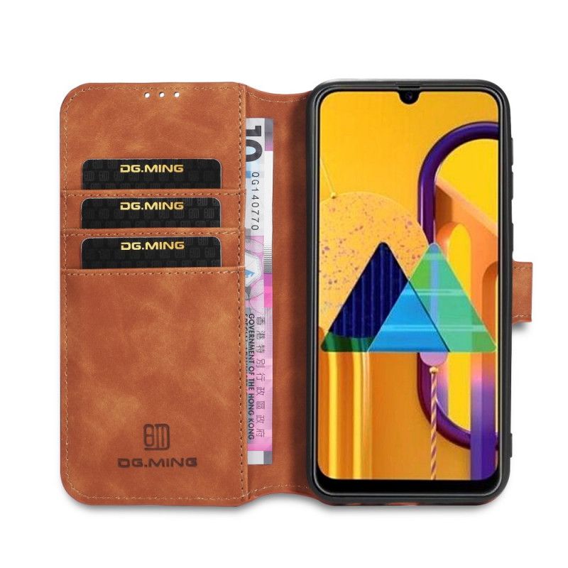 Leren Hoesje voor Samsung Galaxy M31 Grijs Zwart Retro Dg.Ming