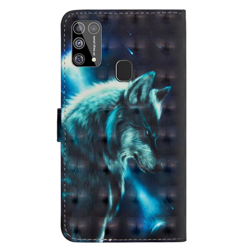 Leren Hoesje voor Samsung Galaxy M31 Majestueuze Wolf