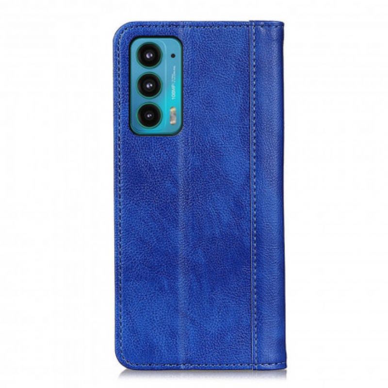 Folio-hoesje Motorola Edge 20 Litchi Splitlederen Versie Bescherming Hoesje