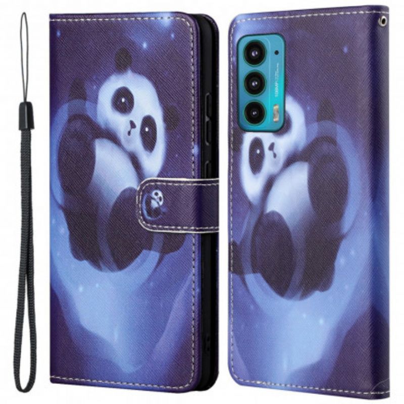 Folio-hoesje Motorola Edge 20 Telefoonhoesje Panda Space Strappy