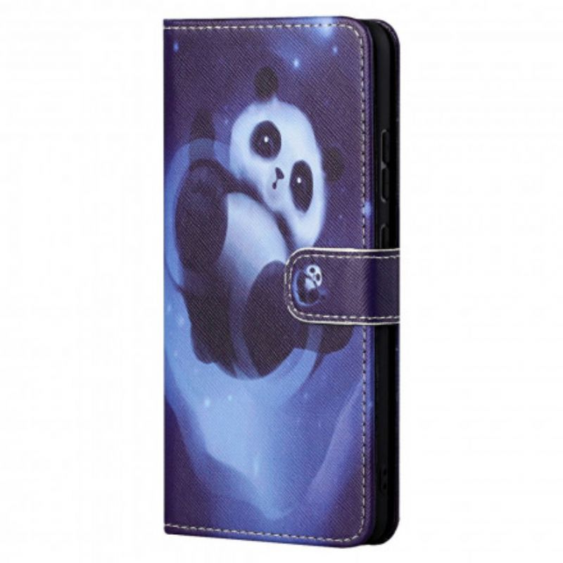 Folio-hoesje Motorola Edge 20 Telefoonhoesje Panda Space Strappy