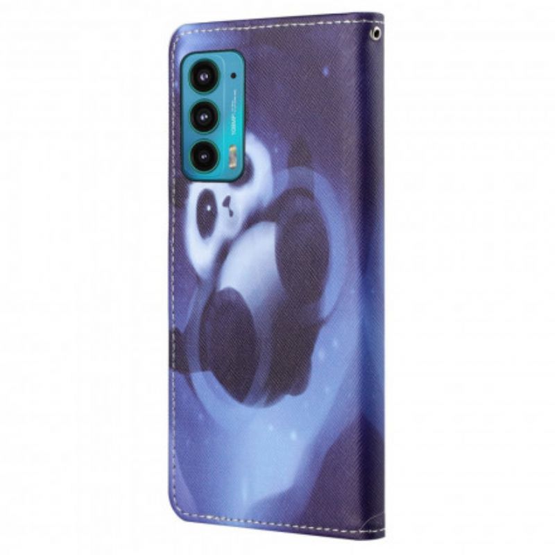 Folio-hoesje Motorola Edge 20 Telefoonhoesje Panda Space Strappy