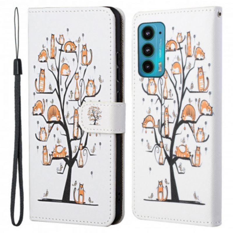 Leren Hoesje Motorola Edge 20 Funky Cats Strappy