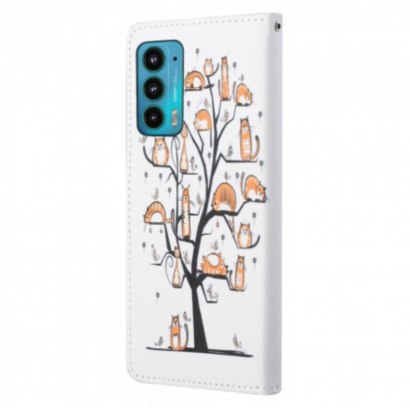 Leren Hoesje Motorola Edge 20 Funky Cats Strappy