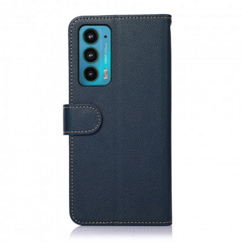 Leren Hoesje Voor Motorola Edge 20 Lychee-stijl Rfid Khazneh