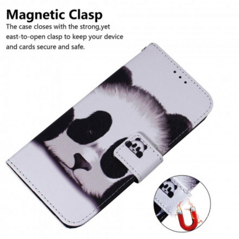 Leren Hoesje Voor Motorola Edge 20 Panda Gezicht