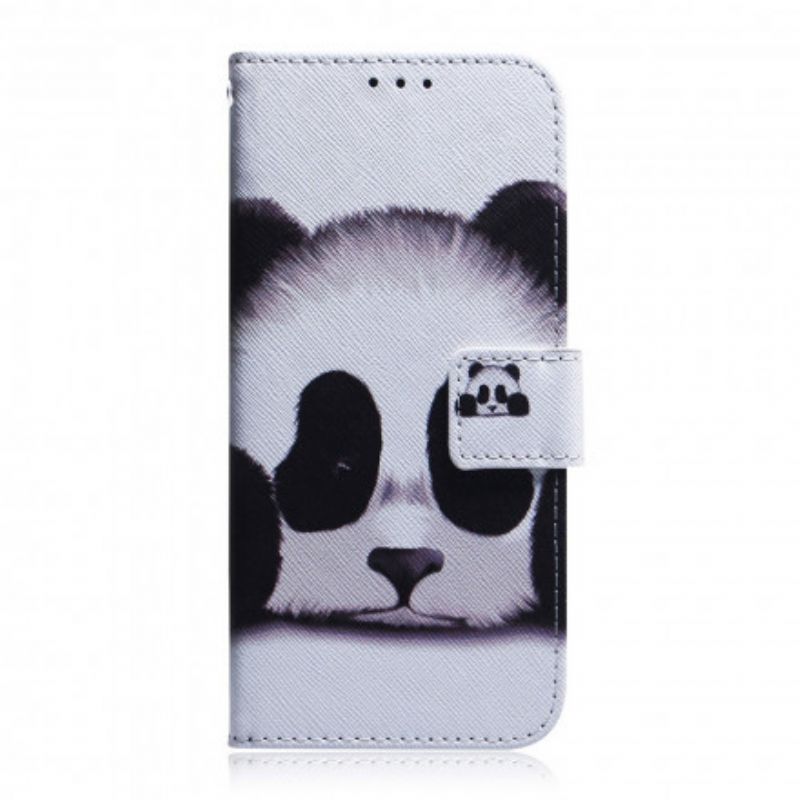 Leren Hoesje Voor Motorola Edge 20 Panda Gezicht