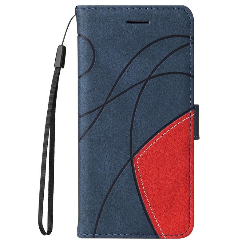 Leren Hoesje Voor Motorola Edge 20 Signature Tweekleurig Kunstleer