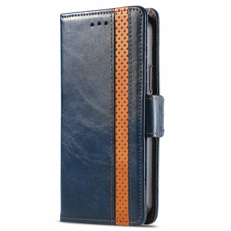 Leren Hoesje Voor Motorola Edge 20 Tweekleurige Dubbele Sluiting