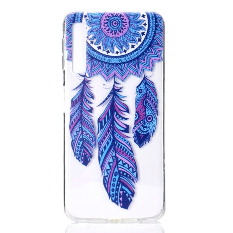 Case Hoesje Samsung Galaxy A7 Telefoonhoesje Transparante Dromenvanger Blauwe Veren