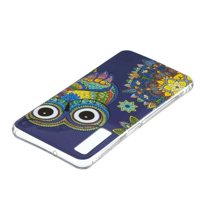 Cover Hoesje Samsung Galaxy A7 Telefoonhoesje Fluorescerende Mandala-Uil