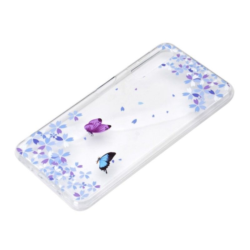 Cover Hoesje Samsung Galaxy A7 Telefoonhoesje Transparante Vlinders En Bloemen