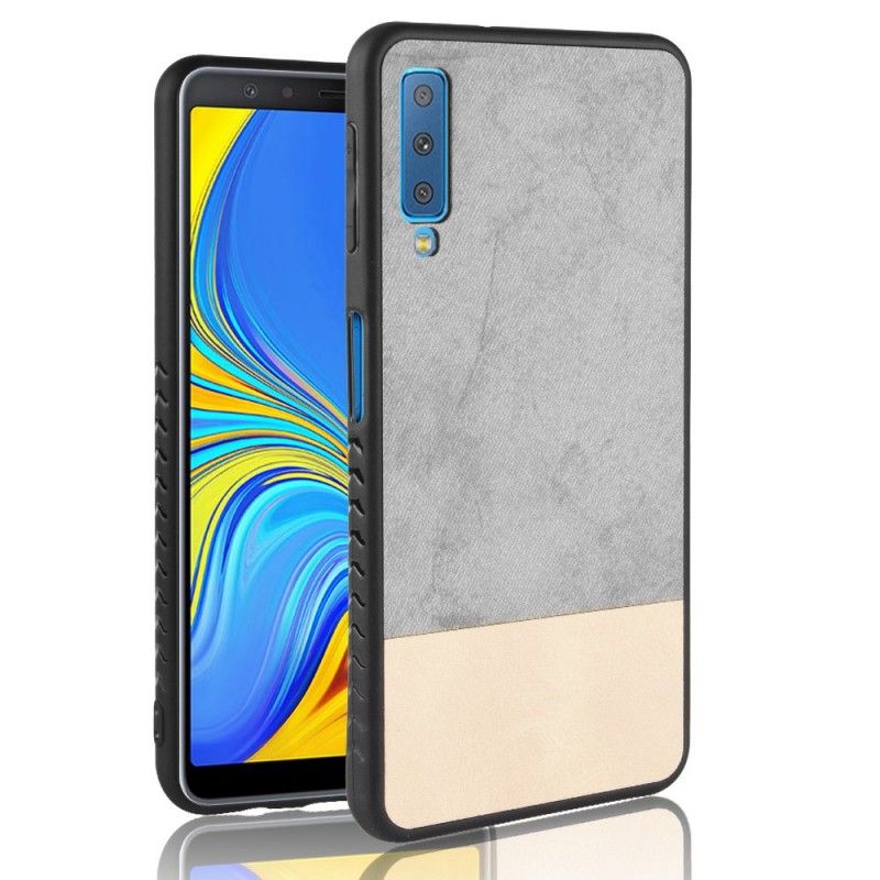 Hoesje Samsung Galaxy A7 Grijs Zwart Tweekleurig Kunstleer