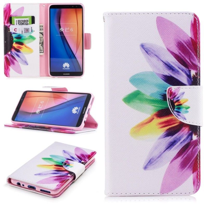 Leren Hoesje Huawei Mate 10 Lite Aquarelbloem