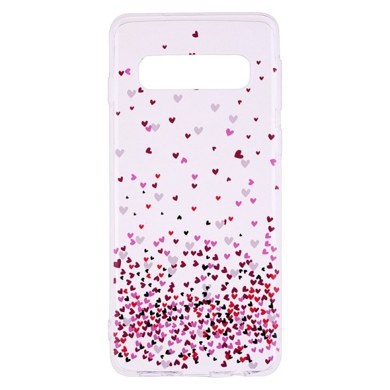 Case Hoesje Samsung Galaxy S10 Telefoonhoesje Doorzichtige Meerdere Rode Harten