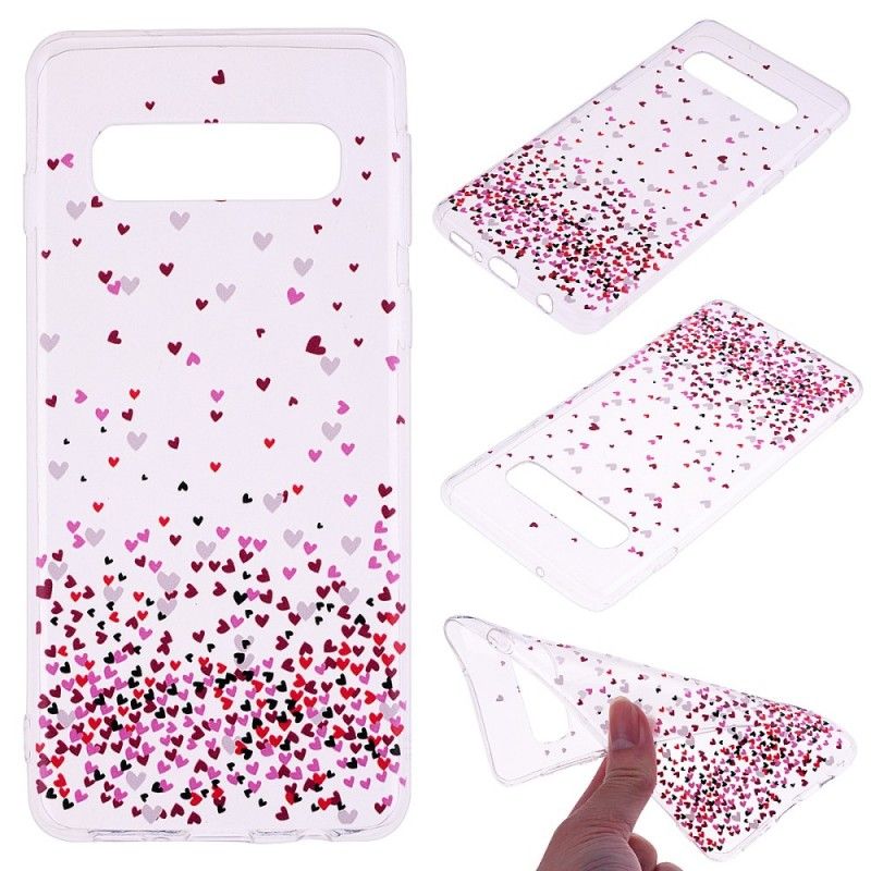 Case Hoesje Samsung Galaxy S10 Telefoonhoesje Doorzichtige Meerdere Rode Harten