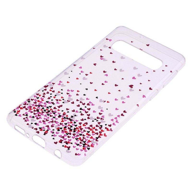 Case Hoesje Samsung Galaxy S10 Telefoonhoesje Doorzichtige Meerdere Rode Harten