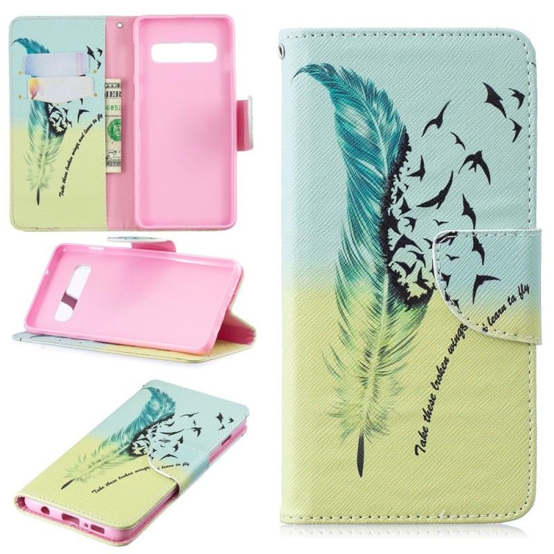 Cover Folio-hoesje Samsung Galaxy S10 Telefoonhoesje Leren Vliegen