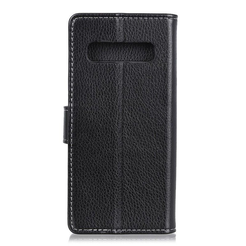 Flip Case Leren Samsung Galaxy S10 Wit Zwart Lychee Kunstleer