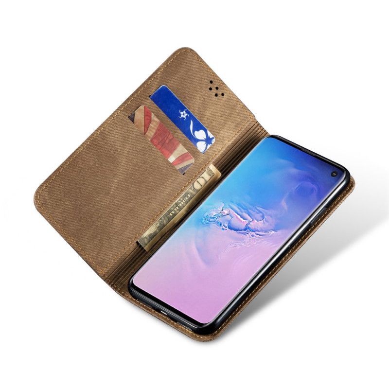 Folio-hoesje Samsung Galaxy S10 Donkerblauw Zwart Jeansstof