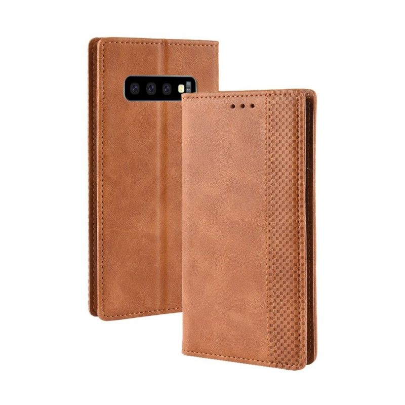 Folio-hoesje voor Samsung Galaxy S10 Rood Zwart Gestileerd Vintage Leereffect