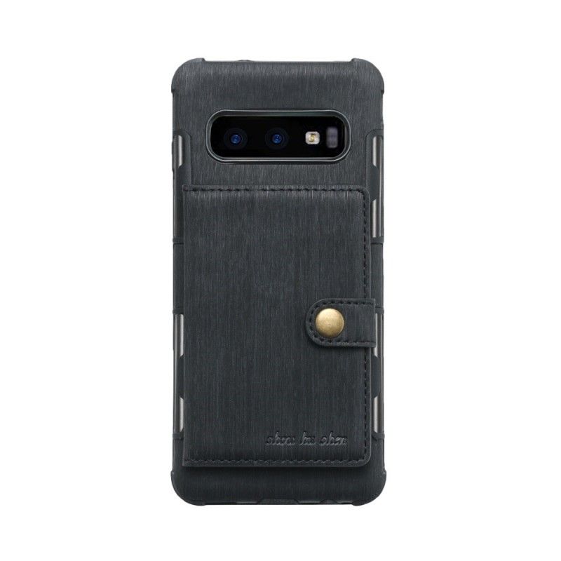 Hoesje Samsung Galaxy S10 Donkerrood Grijs Pasjeshouder Van Premium Stof