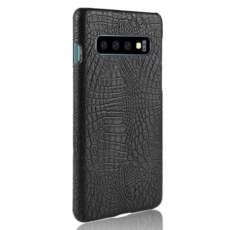 Hoesje Samsung Galaxy S10 Rood Zwart Krokodillenhuideffect