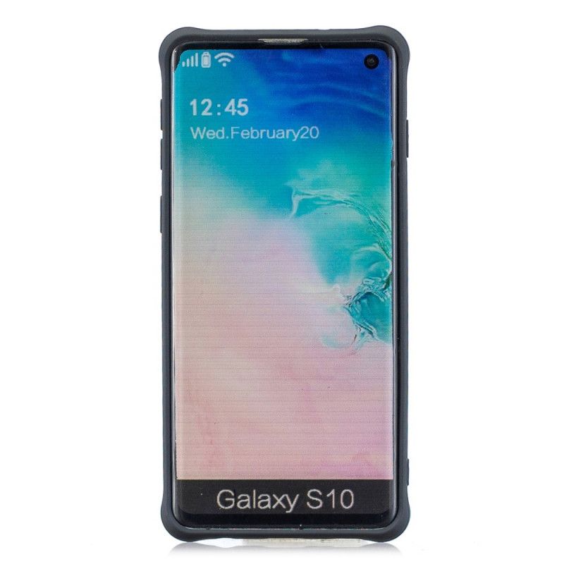 Hoesje Samsung Galaxy S10 Rood Zwart Zachte Matte Siliconen