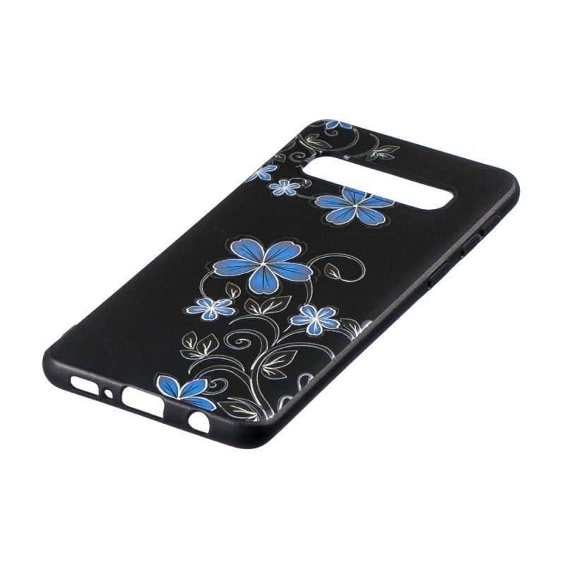 Hoesje Samsung Galaxy S10 Telefoonhoesje Blauwe Bloemen