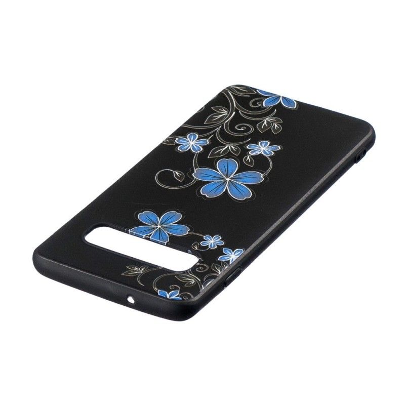 Hoesje Samsung Galaxy S10 Telefoonhoesje Blauwe Bloemen