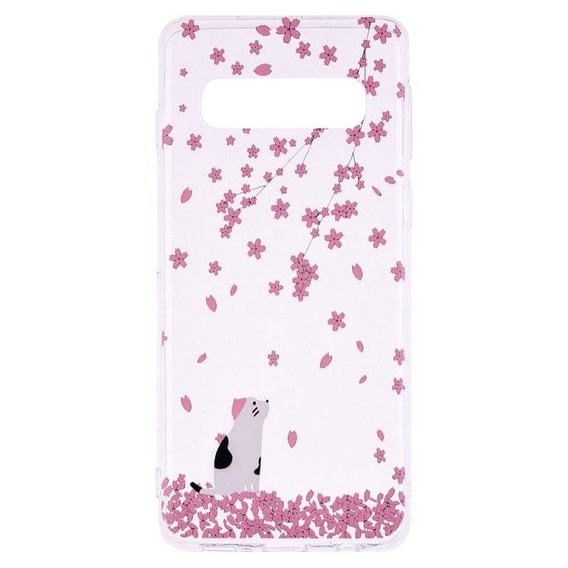 Hoesje Samsung Galaxy S10 Telefoonhoesje Bloemblaadjes En Cat