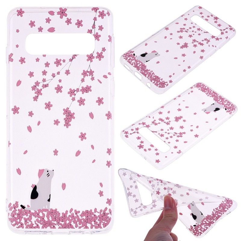 Hoesje Samsung Galaxy S10 Telefoonhoesje Bloemblaadjes En Cat