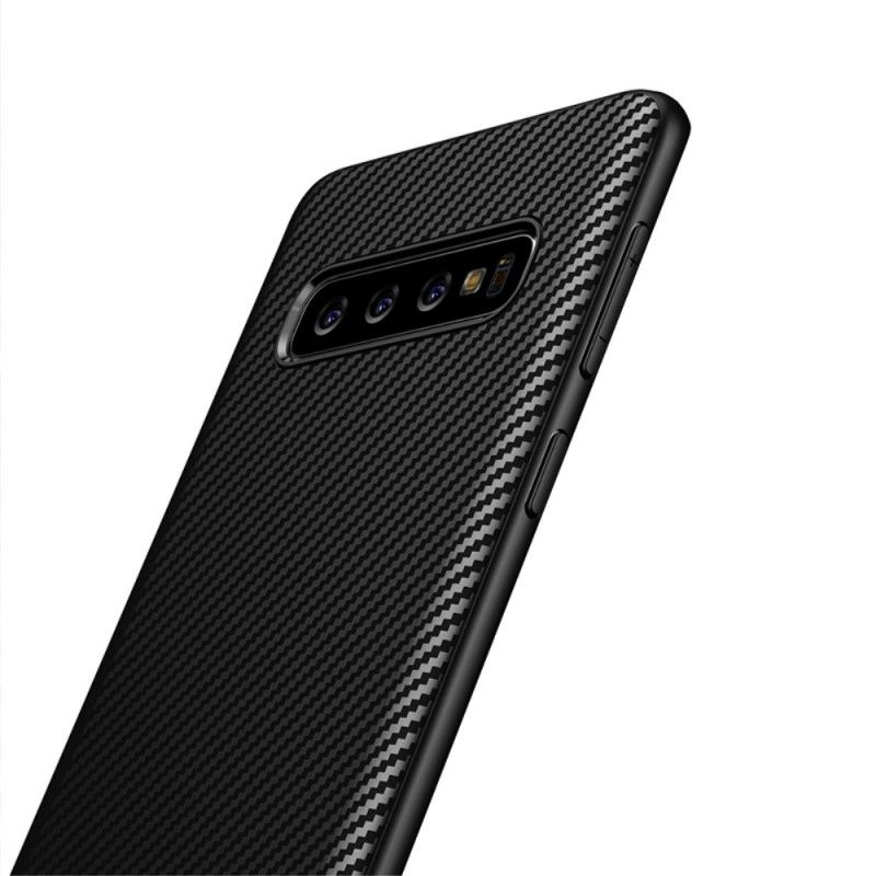 Hoesje voor Samsung Galaxy S10 Grijs Zwart Ipaky Koolstofvezel
