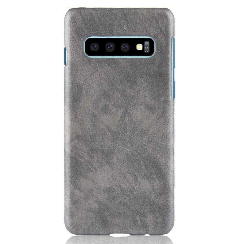 Hoesje voor Samsung Galaxy S10 Grijs Zwart Lychee Leereffect