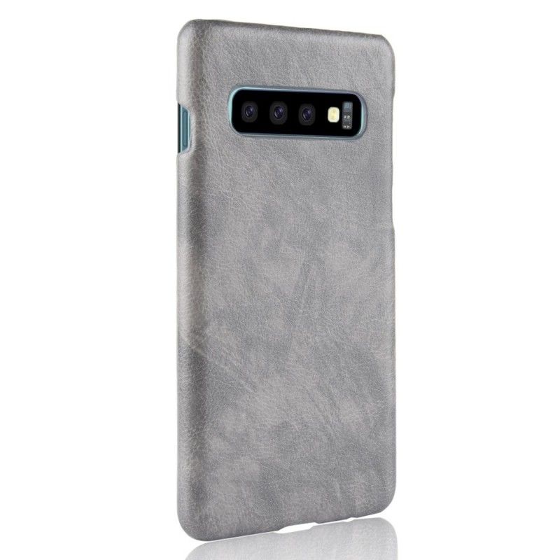 Hoesje voor Samsung Galaxy S10 Grijs Zwart Lychee Leereffect