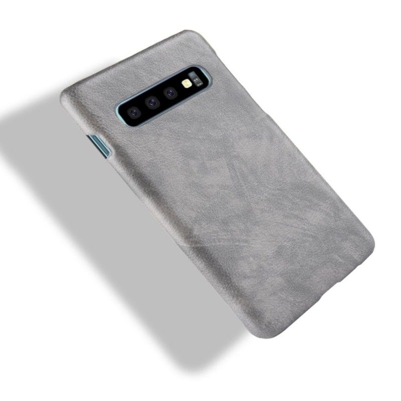 Hoesje voor Samsung Galaxy S10 Grijs Zwart Lychee Leereffect