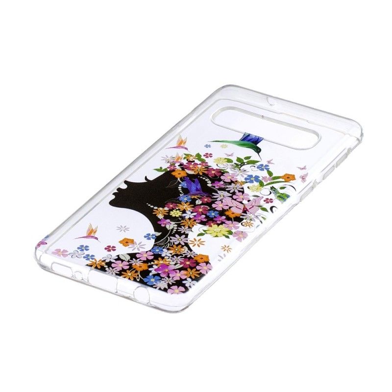 Hoesje voor Samsung Galaxy S10 Transparant Bloemenmeisje