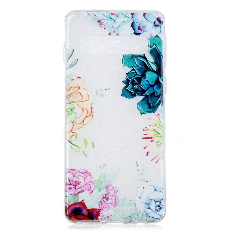 Hoesje voor Samsung Galaxy S10 Transparante Aquarelbloemen