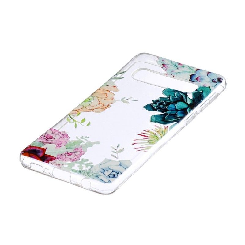 Hoesje voor Samsung Galaxy S10 Transparante Aquarelbloemen